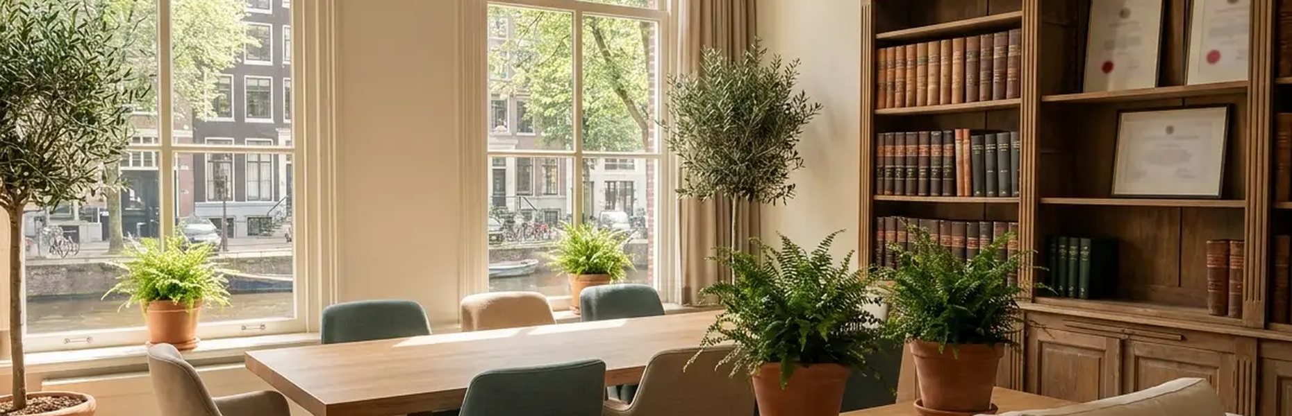 Boekenkast met naslagwerken in het kantoor