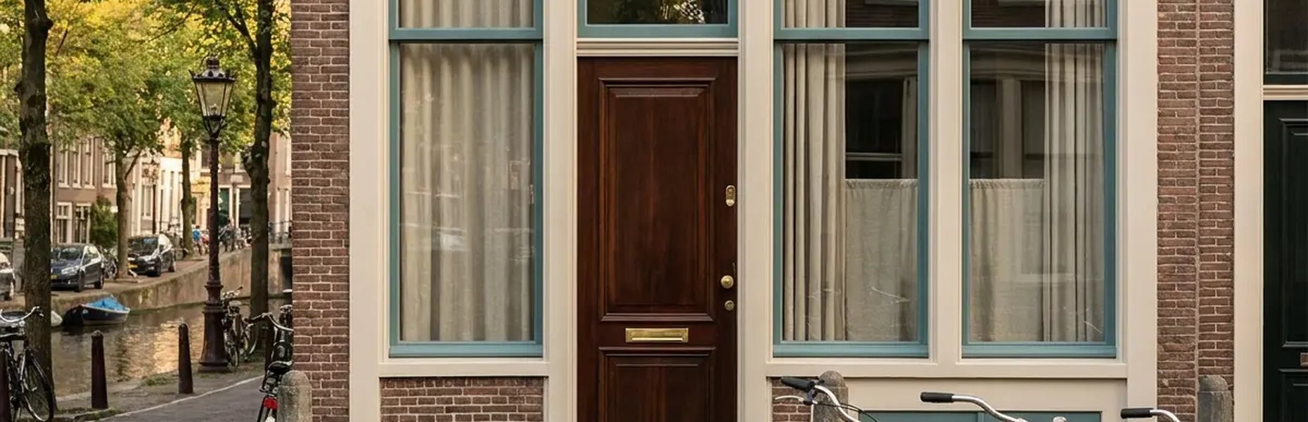 Een Amsterdams grachtenpand met een uitnodigende voordeur